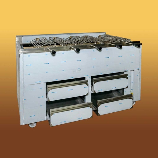 [FHT-BCCHR1595] Barbecue Charbon de Bois à la Portugaise 5 Grilles Rotatifs 1 Fixe 